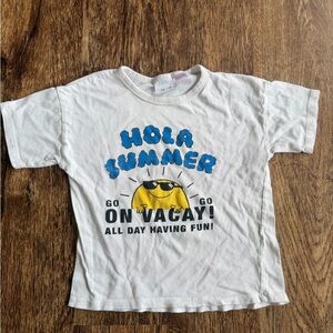 Zara boys White 'Hola Summer' Graphic Tee with Yellow Sun 3-4 years